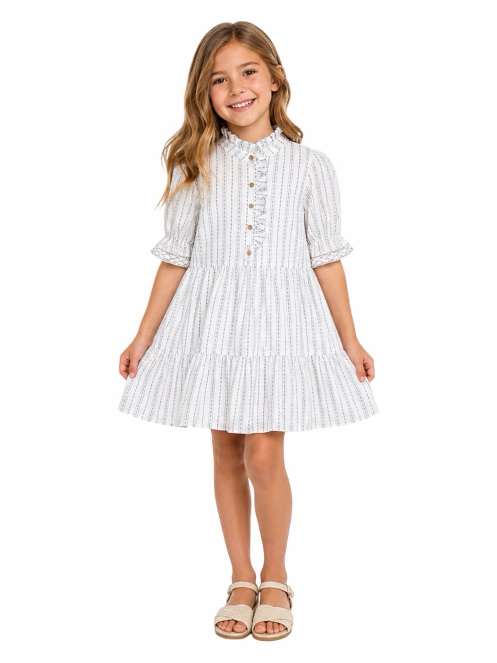 Hayden girls Striped Ruffle Button-Front Dress - Size Large